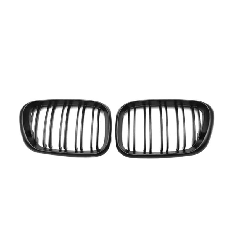 UIBHGVFG Sport Kühlergrill Mattschwarzer Doppellinien-Frontgrill Oben Für X5 E53 SUV 1999–2006, Sport 4D LCI-Grillzubehör Lamellen Kühlergrill von UIBHGVFG