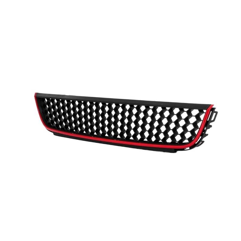 UIBHGVFG Sport Kühlergrill Schwarz-roter Frontstoßstangengrill, vorderer unterer Mittelgrill für Mk6 2012–2014, Limousine, Grills, Außenteil Lamellen Kühlergrill von UIBHGVFG