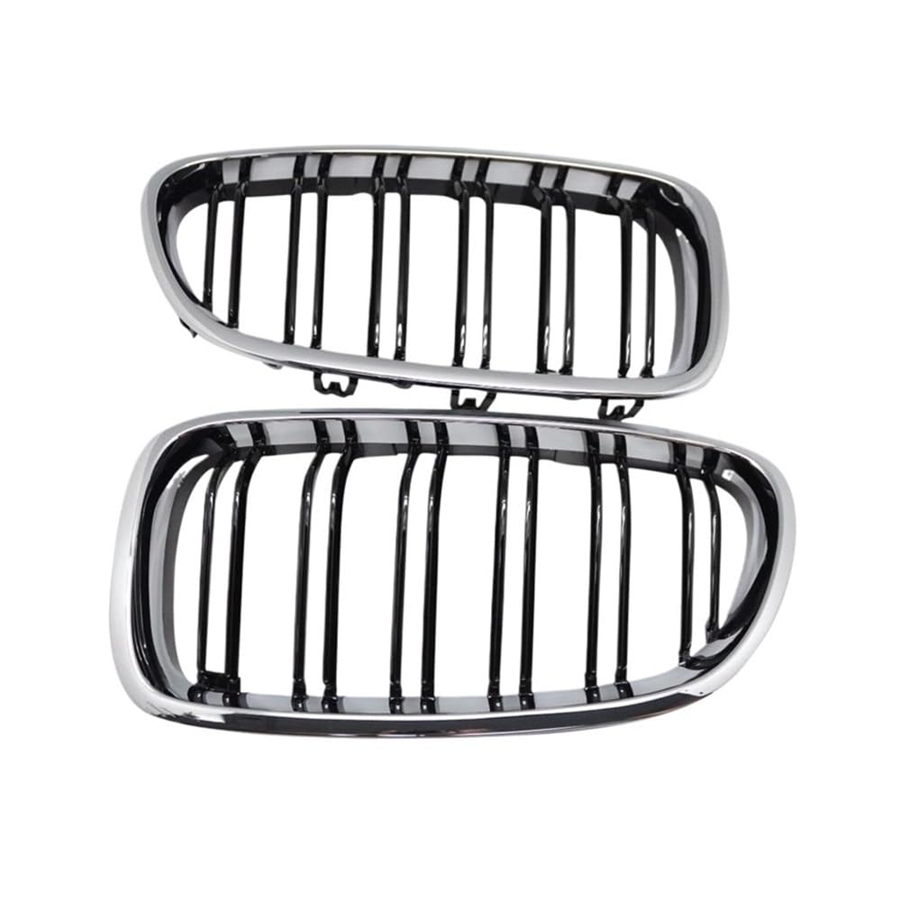 UIBHGVFG Sport Kühlergrill Silber + Schwarz Dual Fin Front Grille Grill Haube Nase FÜR F10 F11 5 2010-2015 Auto Front Grille Stoßstange Haube Mesh Abdeckung Lamellen Kühlergrill von UIBHGVFG