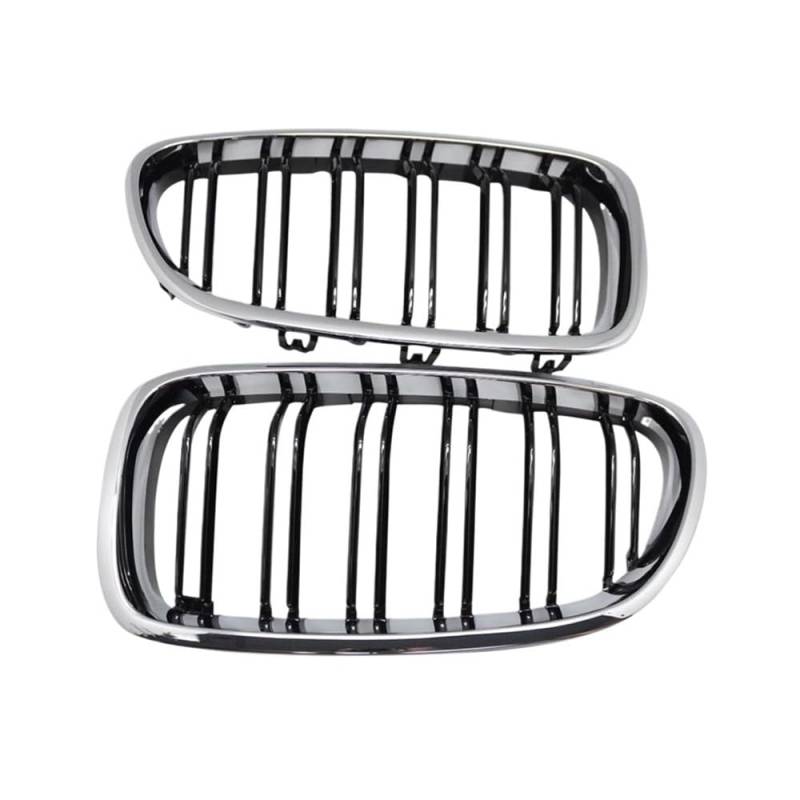 UIBHGVFG Sport Kühlergrill Silber + Schwarz Dual Fin Front Grille Grill Haube Nase FÜR F10 F11 5 2010-2015 Auto Front Grille Stoßstange Haube Mesh Abdeckung Lamellen Kühlergrill von UIBHGVFG