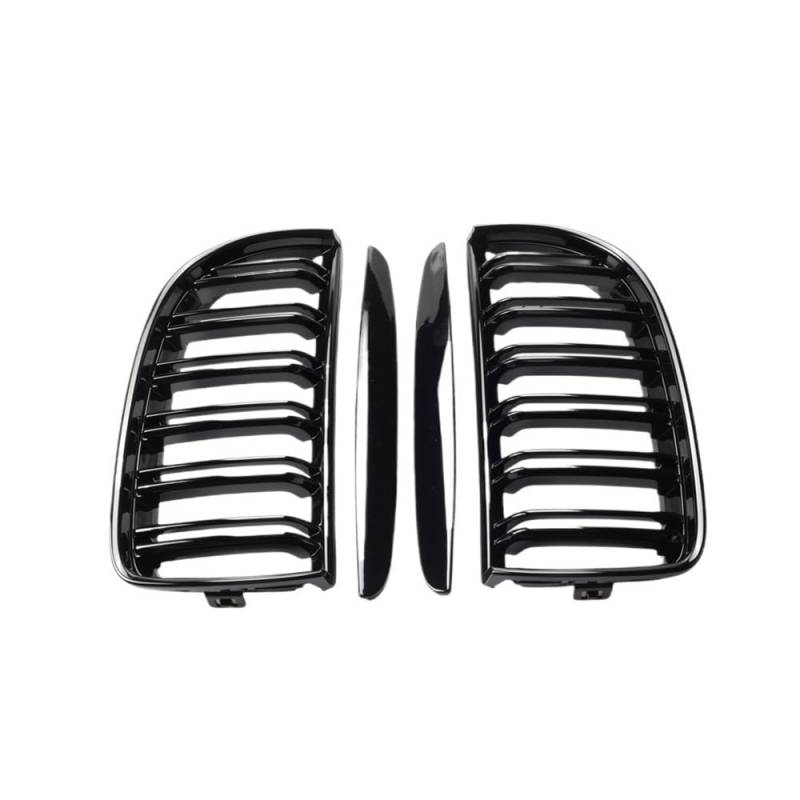 UIBHGVFG Sport Kühlergrill Vorderer Ngrill, Auto-Frontstoßstangengrill, Doppellamellen-Sport-ngrill, Für E90 E91 2005–2008, Glänzend Schwarz Lamellen Kühlergrill von UIBHGVFG