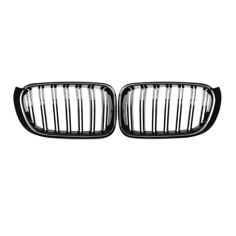 UIBHGVFG Sport Kühlergrill for X3 X4 F25 F26 2014-2017 Frontstoßstange Kühlergrill 1Paar Auto Doppellinie Sport Grill Glänzend Schwarz Abdeckung Lamellen Kühlergrill von UIBHGVFG