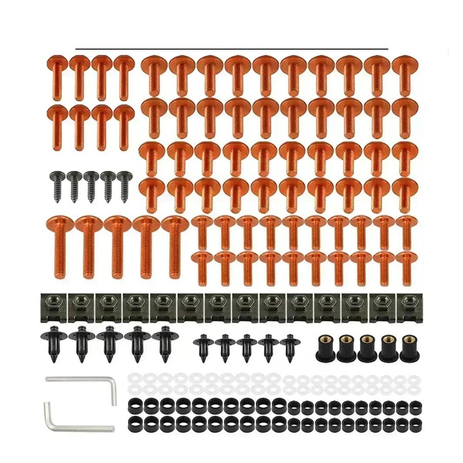 UIFCOG Verkleidungsbolzen Motorrad Für CB1000R CB1000RA CB250 CB350 CB1100 CB1100F NC700SA 195-teiliges Motorrad-Verkleidungsschrauben-Set(Orange) von UIFCOG