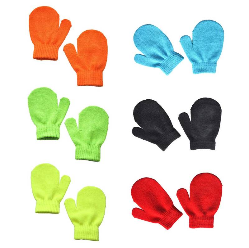 UIFLQXX Warme Winterhandschuhe für Kleinkinder, Babys, gestrickt, Jungen, 6 Paar, Babypflege, Baby-Fäustlinge (Mehrfarbig 5, Einheitsgröße) von UIFLQXX