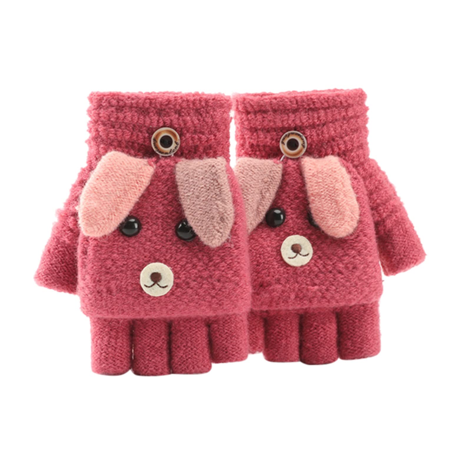 UIFLQXX Weiche Strickhandschuhe für Kleinkinder, Babys, Jungen, Mädchen, Winter, warm, gestrickt, fingerlose Fäustlinge, Kinderhandschuhe für Mädchen (Hot Pink, Einheitsgröße) von UIFLQXX