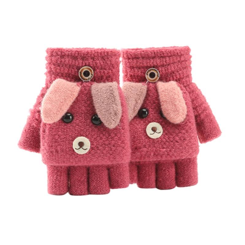 UIFLQXX Weiche Strickhandschuhe für Kleinkinder, Babys, Jungen, Mädchen, Winter, warm, gestrickt, fingerlose Fäustlinge, Kinderhandschuhe für Mädchen (Hot Pink, Einheitsgröße) von UIFLQXX