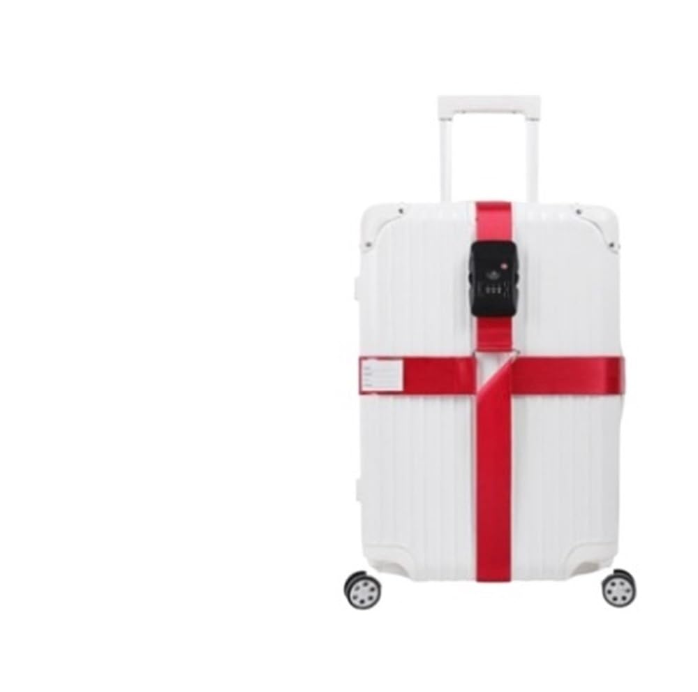 UIJIQX 10-stelliges Passwortschloss, Crossbody, Reisekoffer, TSA-Seehafenschloss, Unterstützung, Gepäckgurt, Verstärkung, Box, Packgurt, kühles Grau (Kreuz-Zollschloss, Rot) von UIJIQX