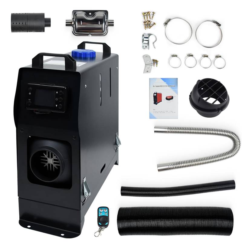 UISEBRT 8KW Standheizung Diesel Lufterhitzer 12V, Air Diesel Heizung Dieselheizung mit Schalldämpfer Fernbedienung LCD Monitor für Auto RV Boote LKW Wohnmobil Bus, Schwarz- Stil B von UISEBRT