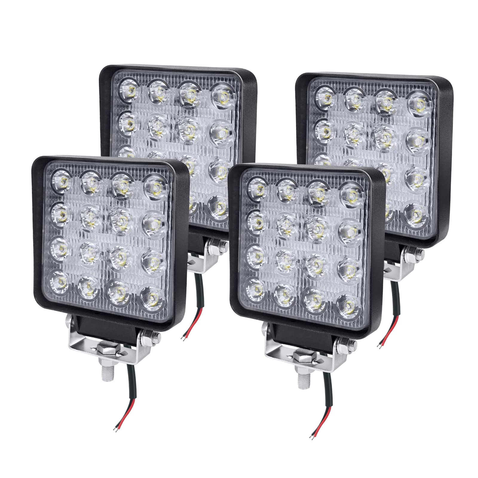 UISEBRT LED Arbeitsscheinwerfer 12V LED Zusatzscheinwerfer 4 x 48W - Offroad Auto Scheinwerfer Reflektor Flutlicht Rückfahrscheinwerfer IP67 Wasserdicht für Traktor, SUV, ATV von UISEBRT