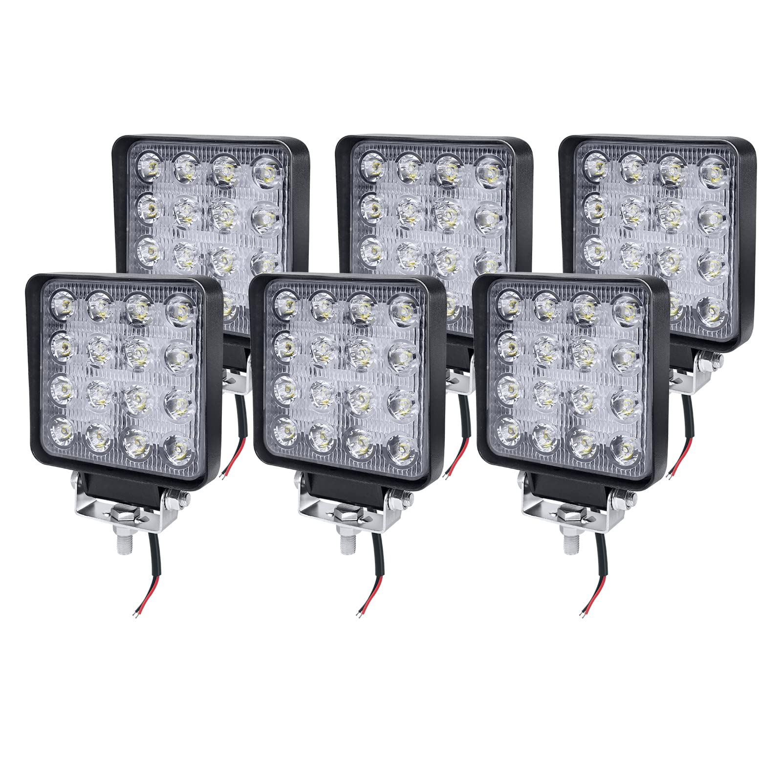 UISEBRT LED Arbeitsscheinwerfer 12V LED Zusatzscheinwerfer 6 x 48W - Offroad Auto Scheinwerfer Reflektor Flutlicht Rückfahrscheinwerfer IP67 Wasserdicht für Traktor, SUV, ATV von UISEBRT