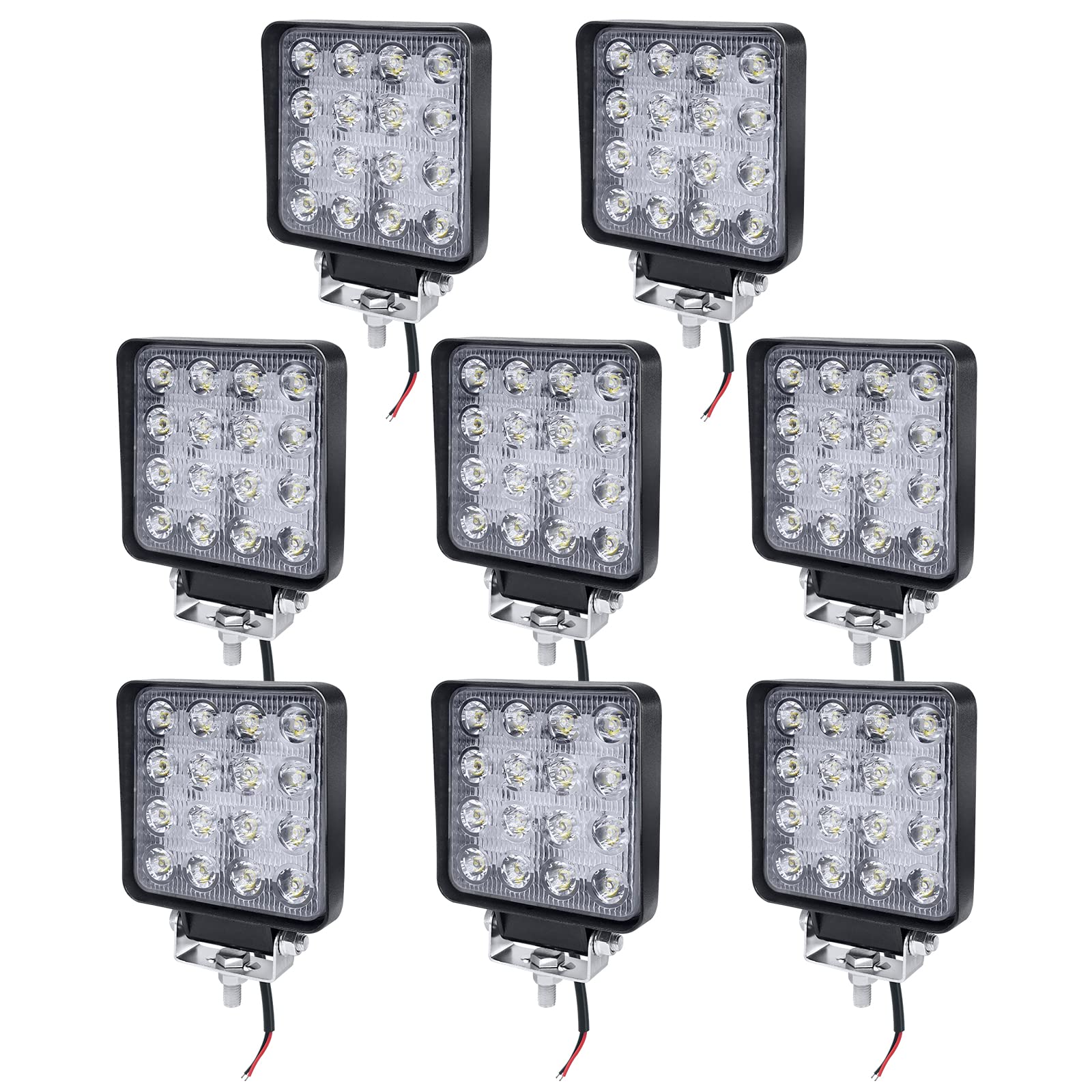 UISEBRT LED Arbeitsscheinwerfer 12V LED Zusatzscheinwerfer 8 x 48W - Offroad Auto Scheinwerfer Reflektor Flutlicht Rückfahrscheinwerfer IP67 Wasserdicht für Traktor, SUV, ATV von UISEBRT