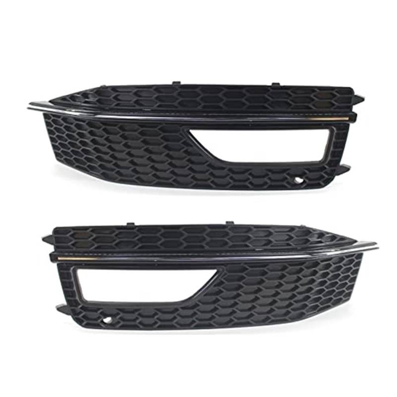 UJMOK 1 Paar Auto-Frontgrill mit Wabenmuster, Nebelscheinwerfer, Grillabdeckung, für A4 B8 2012–2015 S4, für, Facelift-Nebelscheinwerfer-Baugruppen, Nebelscheinwerfer-Gitter (schwarz, 1 Paar, Silber) von UJMOK