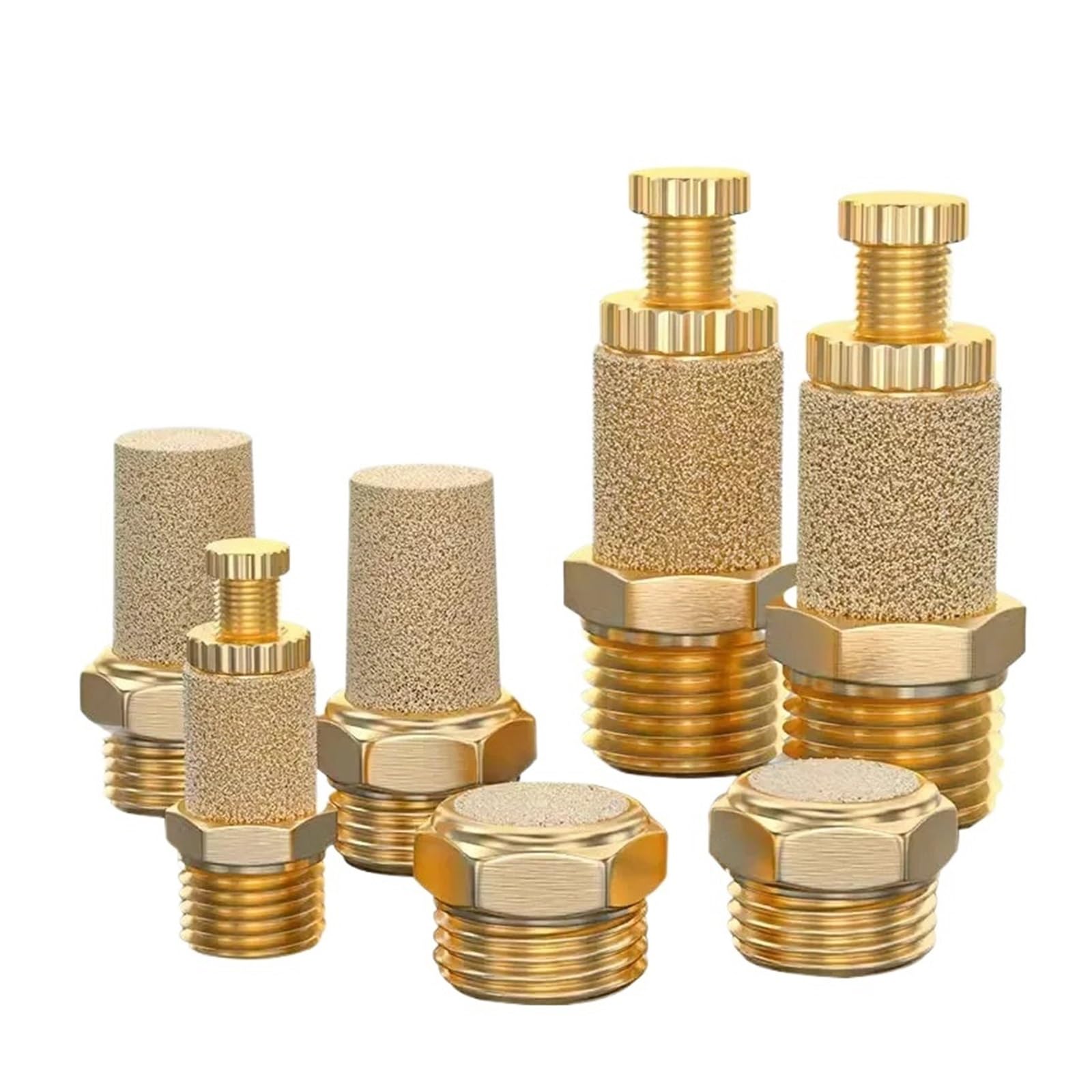 10pcs Pneumatic Exhaust Muffler Brass 1/8" 1/4" 3/8" 1/2" BSL M5 Silencers Fitting Noise Filter Reducer Connector Copper(Long-04) von UJTVGCLX