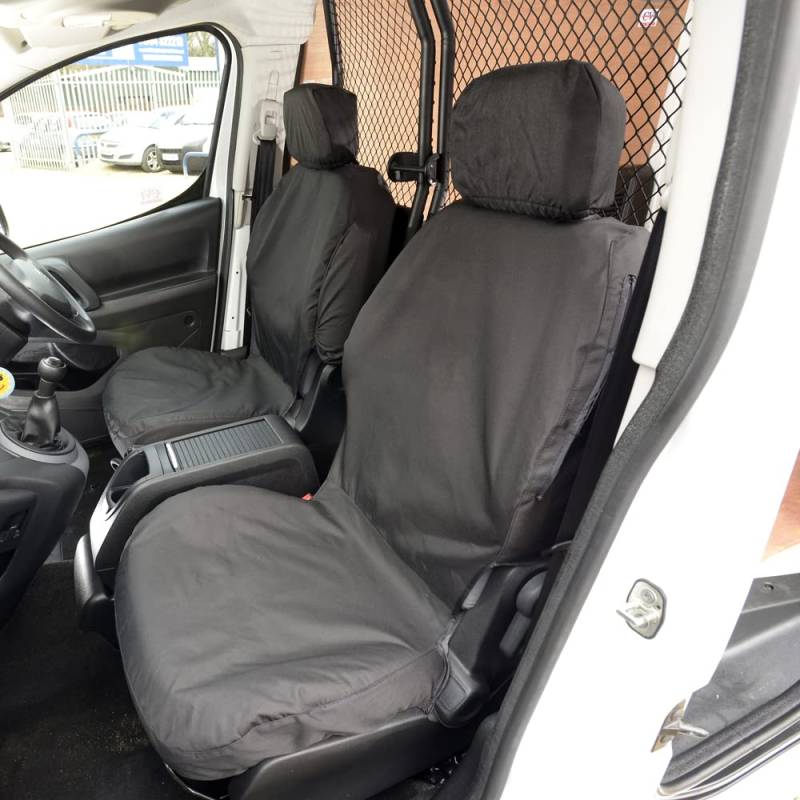 Passend für Citroen Berlingo Sitzbezüge (ab 2018) Inc. Stickerei, wasserdicht, langlebig, einfach anzubringen, maßgeschneidert, schwarz von UK Custom Covers