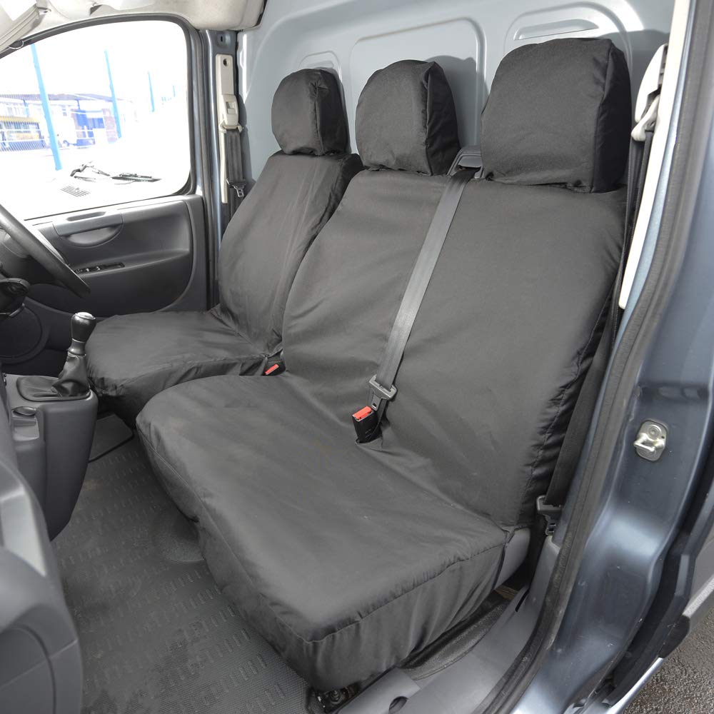 Passend für Citroen Dispatch Sitzbezüge (2007–2016) Inc. Stickerei, wasserdicht, maßgeschneidert, einfach anzubringen, maßgeschneidert, schwarz von UK Custom Covers