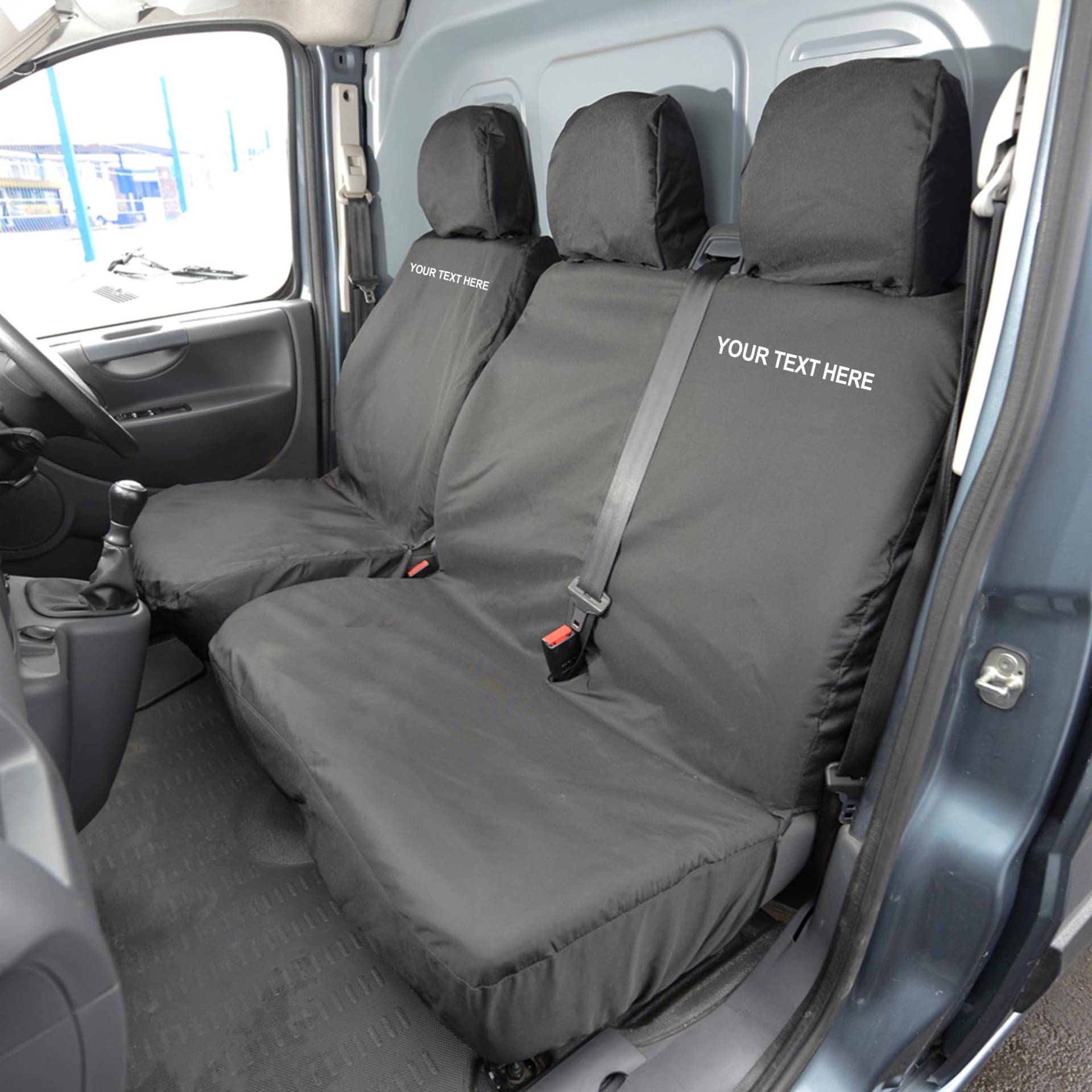 Passend für Citroen Dispatch Sitzbezüge (2007–2016) Inc. Stickerei, wasserdicht, maßgeschneidert, einfach anzubringen, maßgeschneidert, schwarz von UK Custom Covers