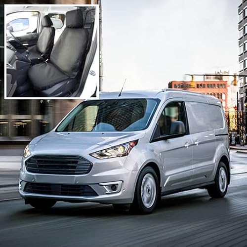 Passend für Ford Transit Connect Sitzbezüge (ab 2018) Inc. Stickerei, wasserdicht, langlebig, einfach anzubringen, maßgeschneidert, schwarz von UK Custom Covers