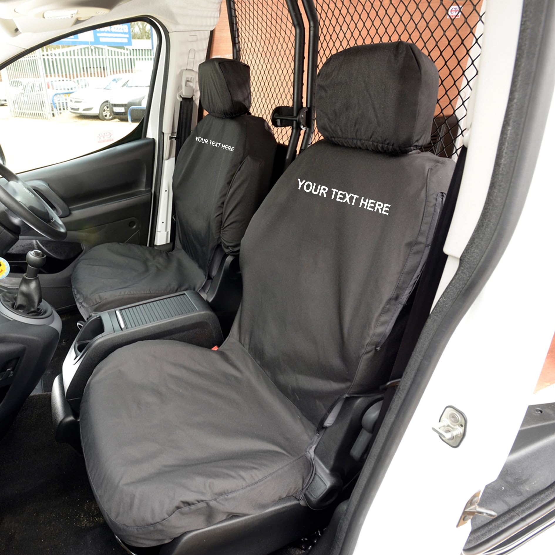 Passend für Toyota Proace City Sitzbezüge (ab 2018) Inc. Stickerei, wasserdicht, maßgeschneidert, einfach anzubringen, maßgeschneidert, schwarz von UK Custom Covers