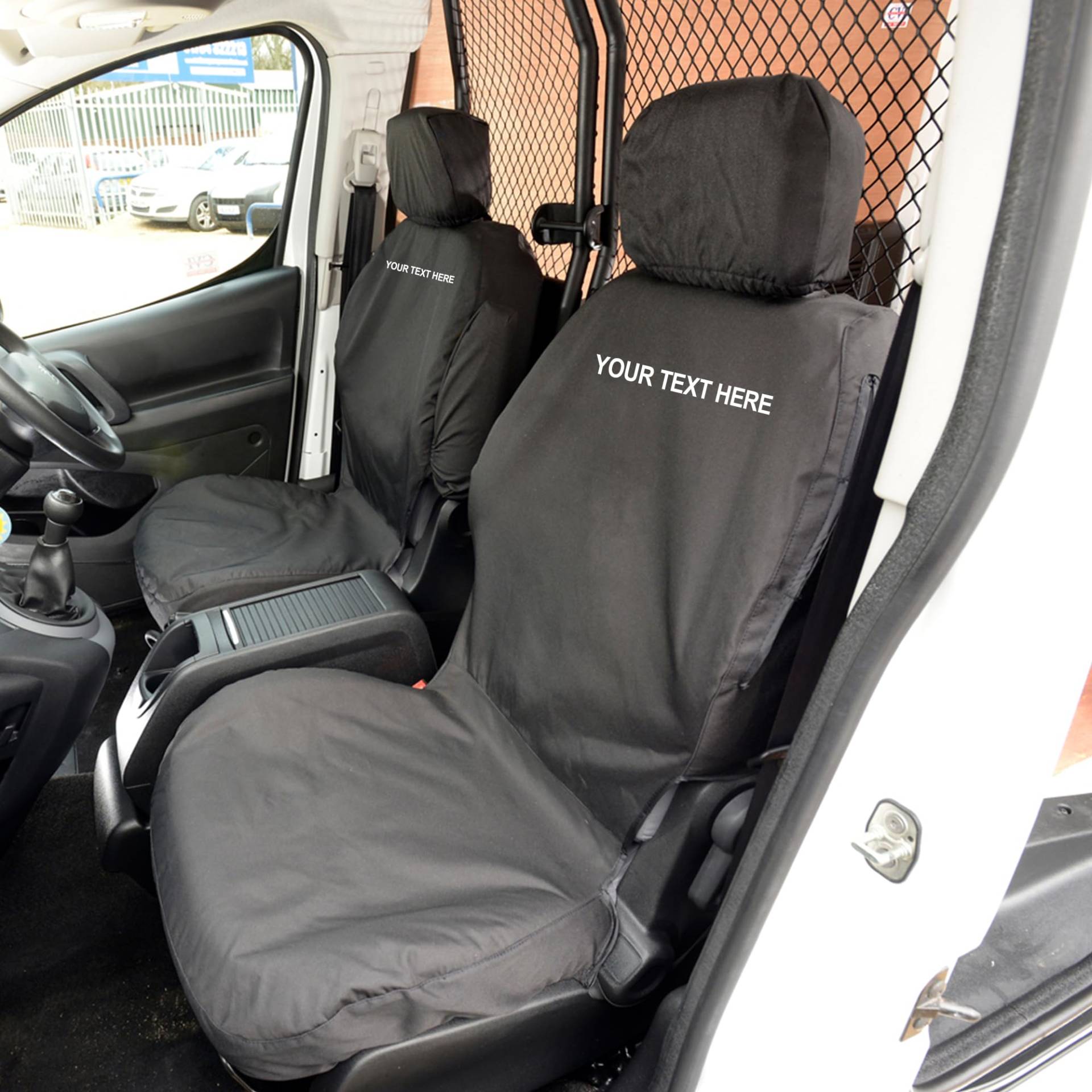 Passend für Toyota Proace Sitzbezüge (ab 2016) Inc. Stickerei, wasserdicht, maßgeschneidert, einfach anzubringen, maßgeschneidert, schwarz von UK Custom Covers