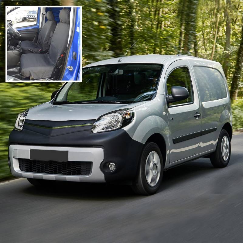 UK Custom Covers Passend für Renault Kangoo Sitzbezüge (ab 2008) Inc. Stickerei vorne, wasserdicht, einfach zu montieren (keine personalisierte Stickerei, mit klappbarem Beifahrersitz) von UK Custom Covers