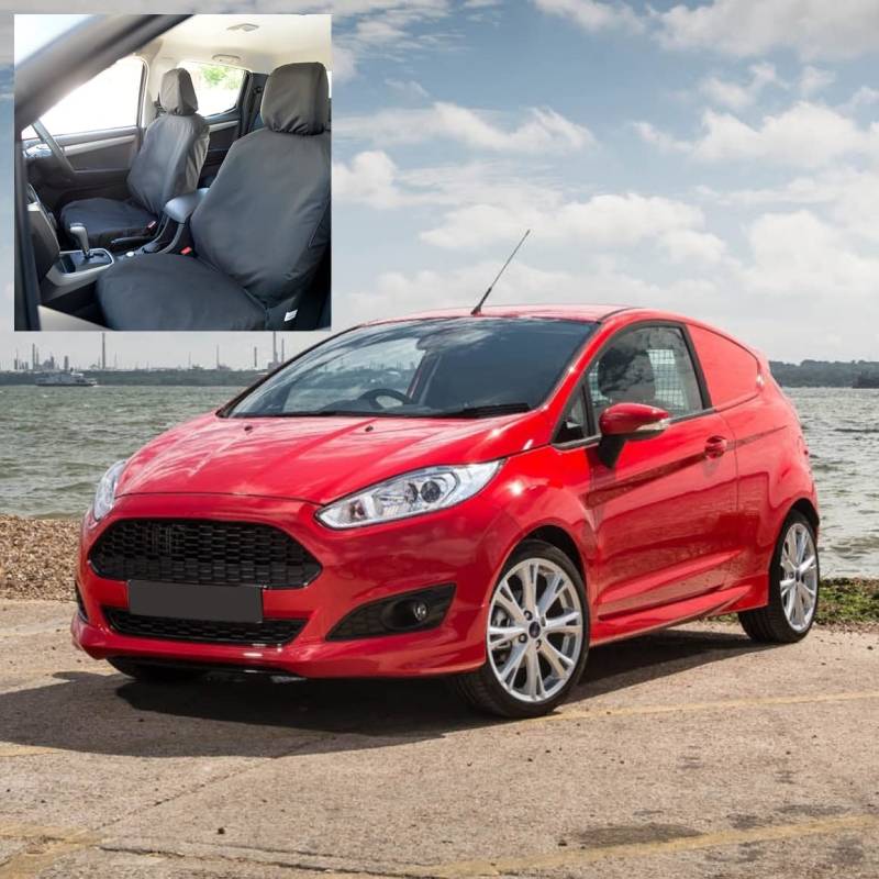 UK Custom Covers Passgenaue Vordersitzbezüge, kompatibel mit Ford Fiesta Van Basismodell (ab 2018), Schwarz, TRADE818B von UK Custom Covers