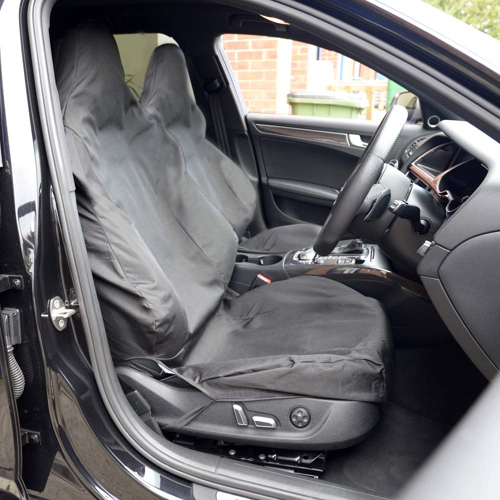 UK Custom Covers SC163 Vordersitzbezug, maßgeschneidert, wasserdicht, schlanke Passform, passend für Audi RS RS4 RS5 RS6 Recaro Sitze (mit personalisierter Stickerei), Schwarz, 1 Stück von UK Custom Covers