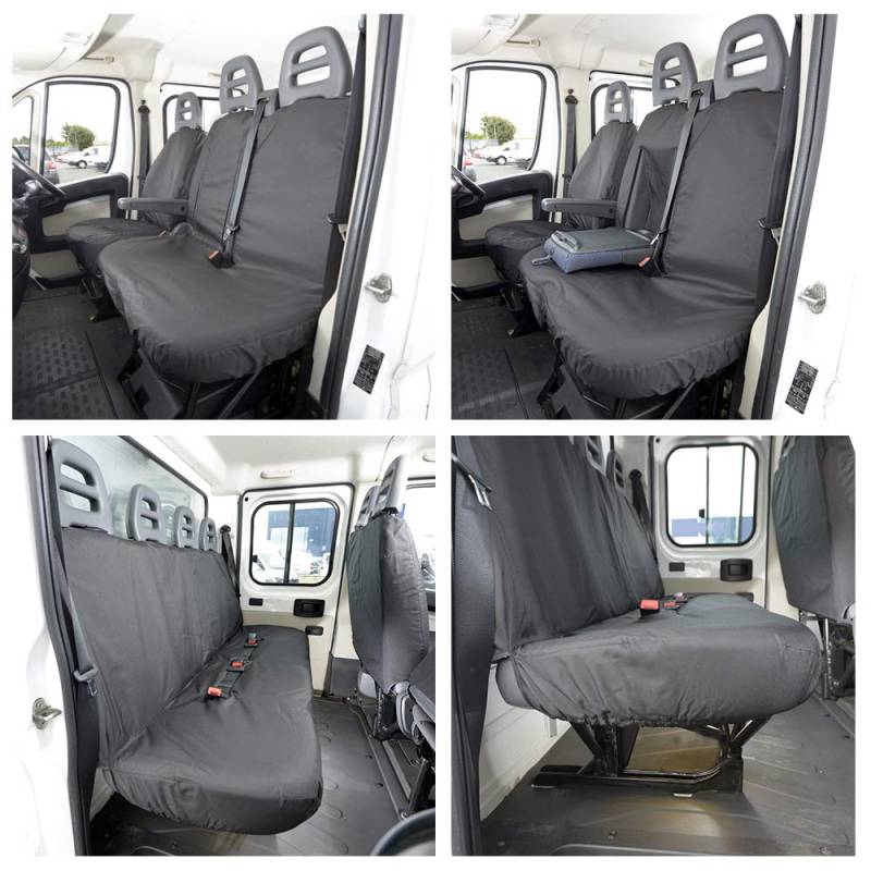 UK Custom Covers SC380B-381BAD2EM Maßgeschneidert Schwerlast Wasserdicht Vorne + Heck Seat Bezüge - inklusive Stickerei - Schwarz von UK Custom Covers