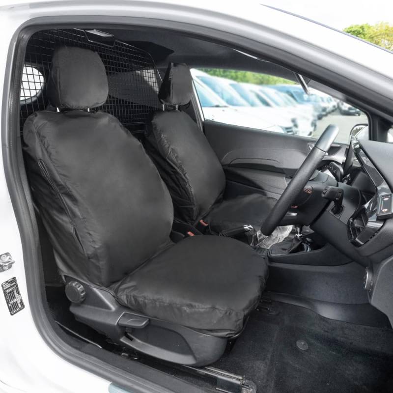 UK Custom Covers TRADE819B Maßgeschneiderte Vordersitzbezüge, kompatibel mit Ford Fiesta Van Sport Modell (ab 2018), Schwarz von UK Custom Covers