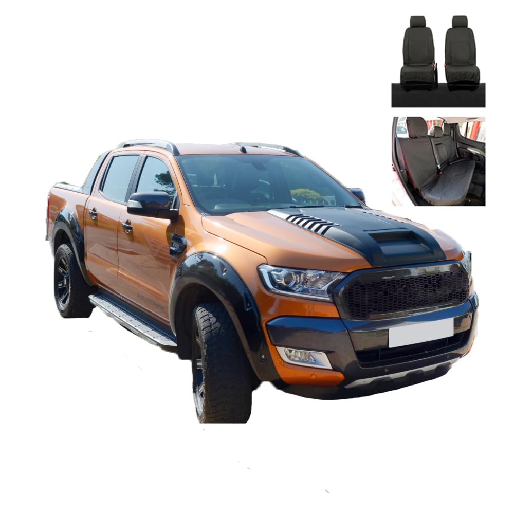 UK Custom Covers Trade1191B-1192B Sitzbezüge für Vorder- und Rücksitze, passend für Ford Ranger Wildtrak (ab 2022), Schwarz von UK Custom Covers