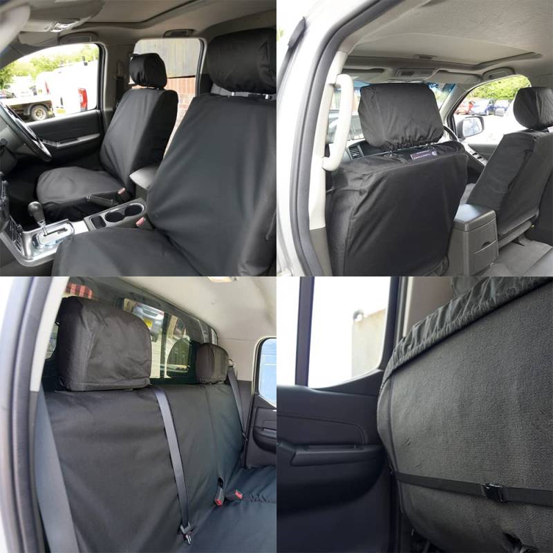 UK Custom Covers Trade137B-138B maßgeschneiderte Sitzbezüge für Vorder- und Rücksitze, kompatibel mit Nissan Navara D40 (2005–2016), Schwarz von UK Custom Covers