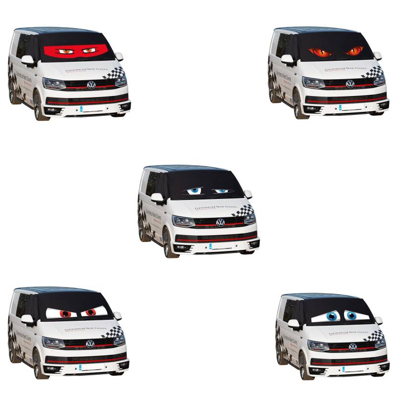 UK Custom Covers VW T6 Kombi Scheibenabdeckung mit Augen (ab 2015) Frontscheibenabdeckung von UK Custom Covers