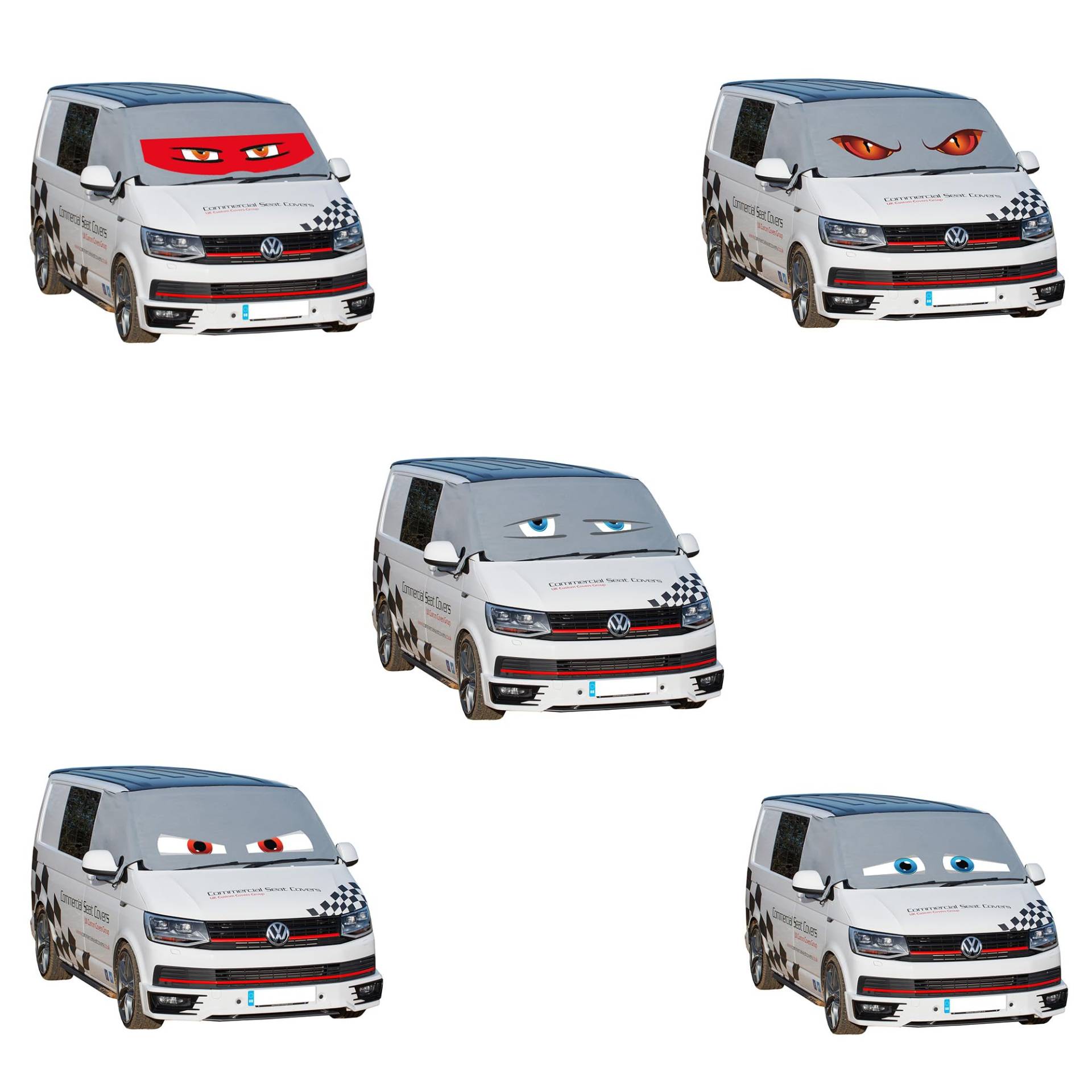 UK Custom Covers VW T6 Kombi Scheibenabdeckung mit Augen (ab 2015) Frontscheibenabdeckung von UK Custom Covers