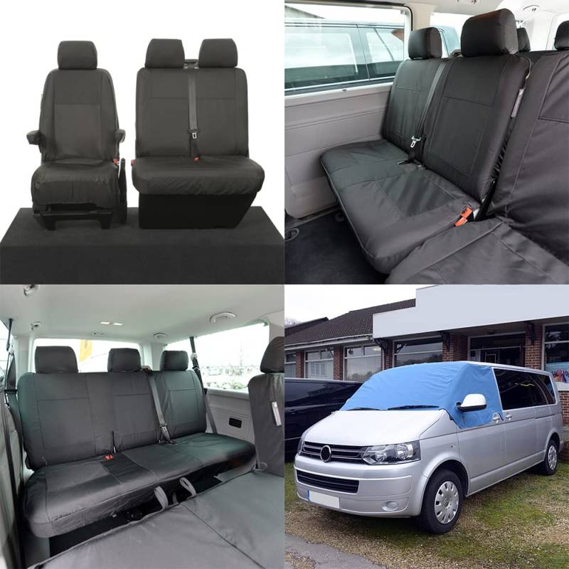 UK Maßgefertigt Bezüge SW190BLUE-SC103B-212B-213B-245B Maßgeschneidert Schwerlast Wasserdichte Komplettset Seat Bezüge & Screen Wrap - Schwarz von UK Custom Covers