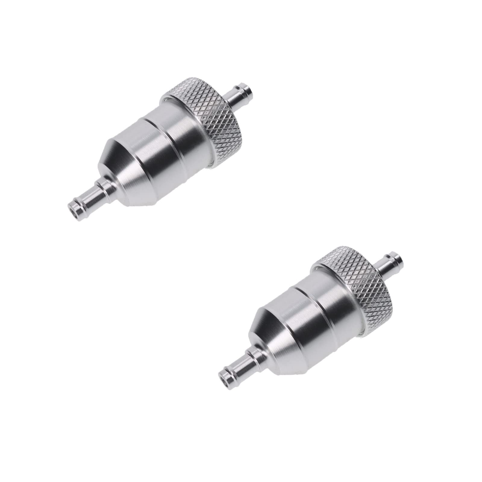 2X Mini CNC Kraftsstofffilter Benzinfilter 6mm Aluminium Chrom für Moped Mofa Motorrad Quad ATV von UK-Motors