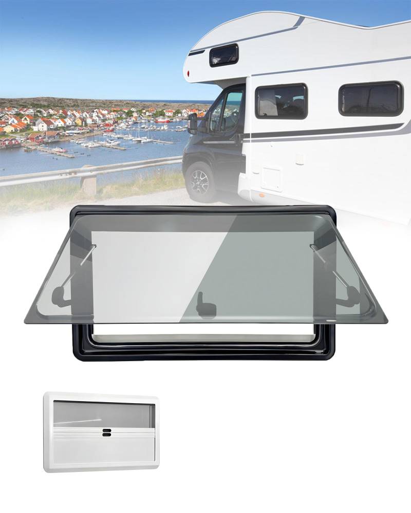 Wohnmobil Fenster Wohnwagen Fenster - Ausstellfenster Camper Wohnmobilfenster Externes Push Fenster mit Integriertem Rollo und Fliegengitter für Alle Arten von Fahrzeugen (500x350mm) von UKETO