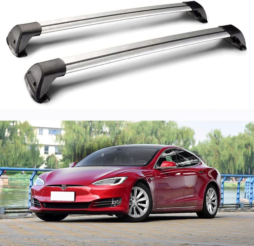 2 x Auto-Querträger-Dachträger, für Tesla Model S Sedan with Pano Roof 2016-2020, Gepäcktransport Reisen Camping Crossbar Roof Racks, Abschließbar Relingträger LastenträGer von UKULT