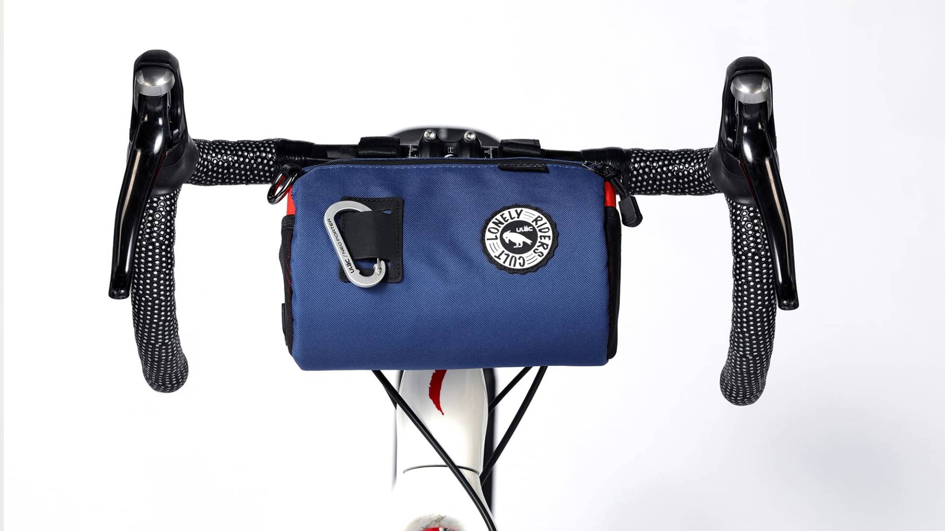 ULAC COURSIER 2,7 l Neo Porter Fahrradtasche für Lenker, mit Öse vorne für Lichter und Sonnenbrillen und einem Schultergurt für einfachen Transport (Marineblau-Orange) von ULAC