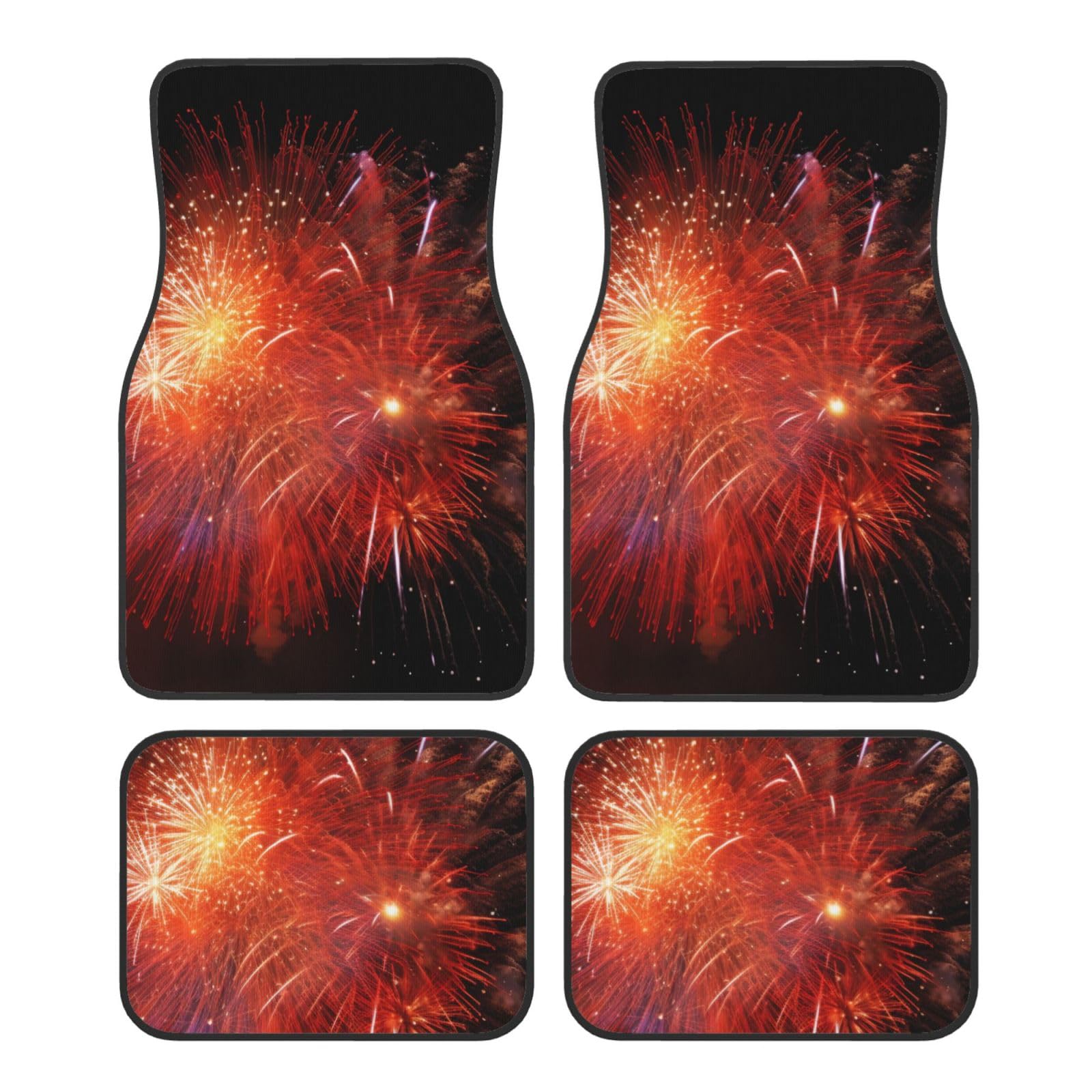 Explosion Firework 3D gedruckte Auto Fußmatten 4 Stück - Anti-Rutsch-Kristallsamt Automobil-Fußmatten für die meisten Autos SUVs LKWs Universal Full Set Fahrzeug Teppich von ULKMFFCF