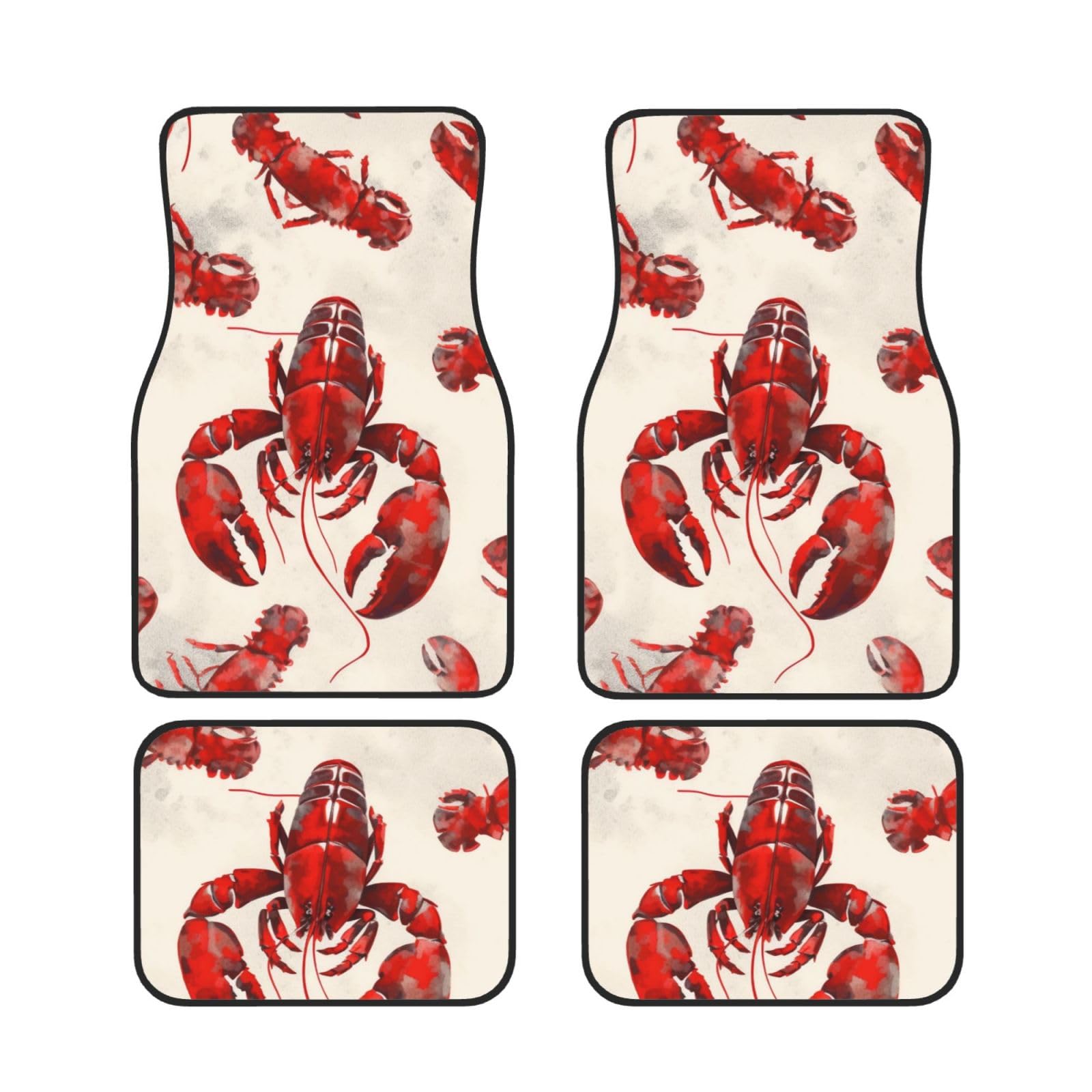 Red Lobster Printed Car Foot Mat 4 Piece - Anti Slip Rubber Automotive Floor Mats for Most Cars SUV Trucks, Universal Full Set Vehicle Carpet von ULKMFFCF