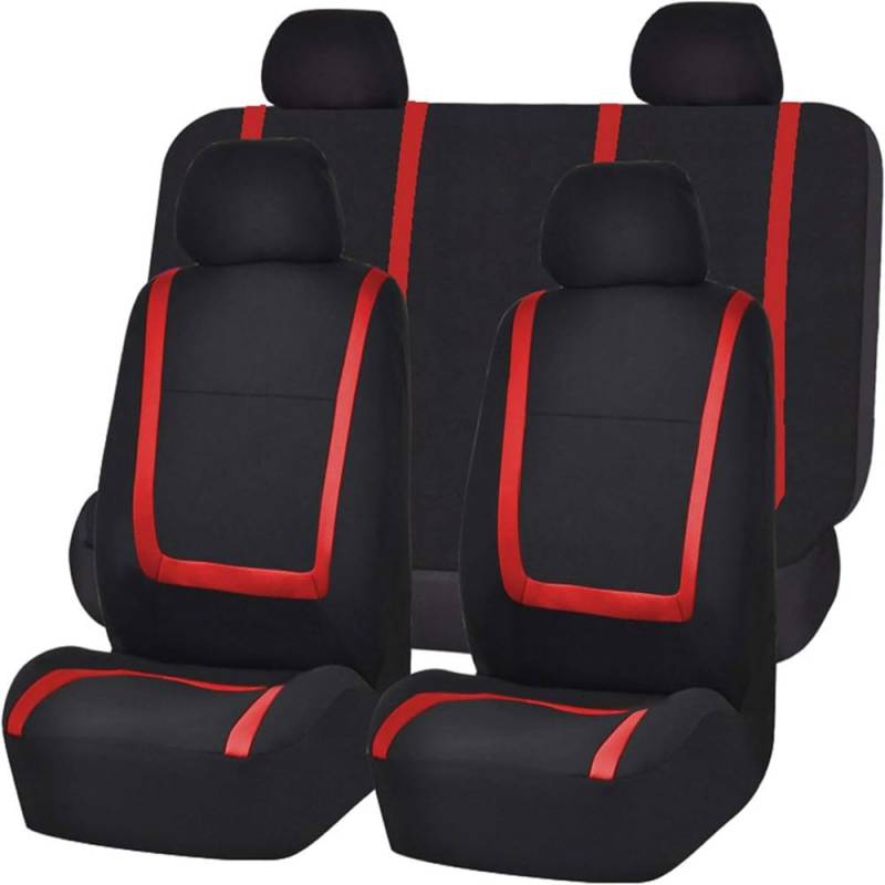 ULPro Auto Sitzbezüge Komplettset Für to-yota Aygo 2012-2021, Autositzbezüge Schonbezüge Sitzschoner Fit Rutsch Waschbar Sitzzubehör Accessorie,C/Red von ULPro