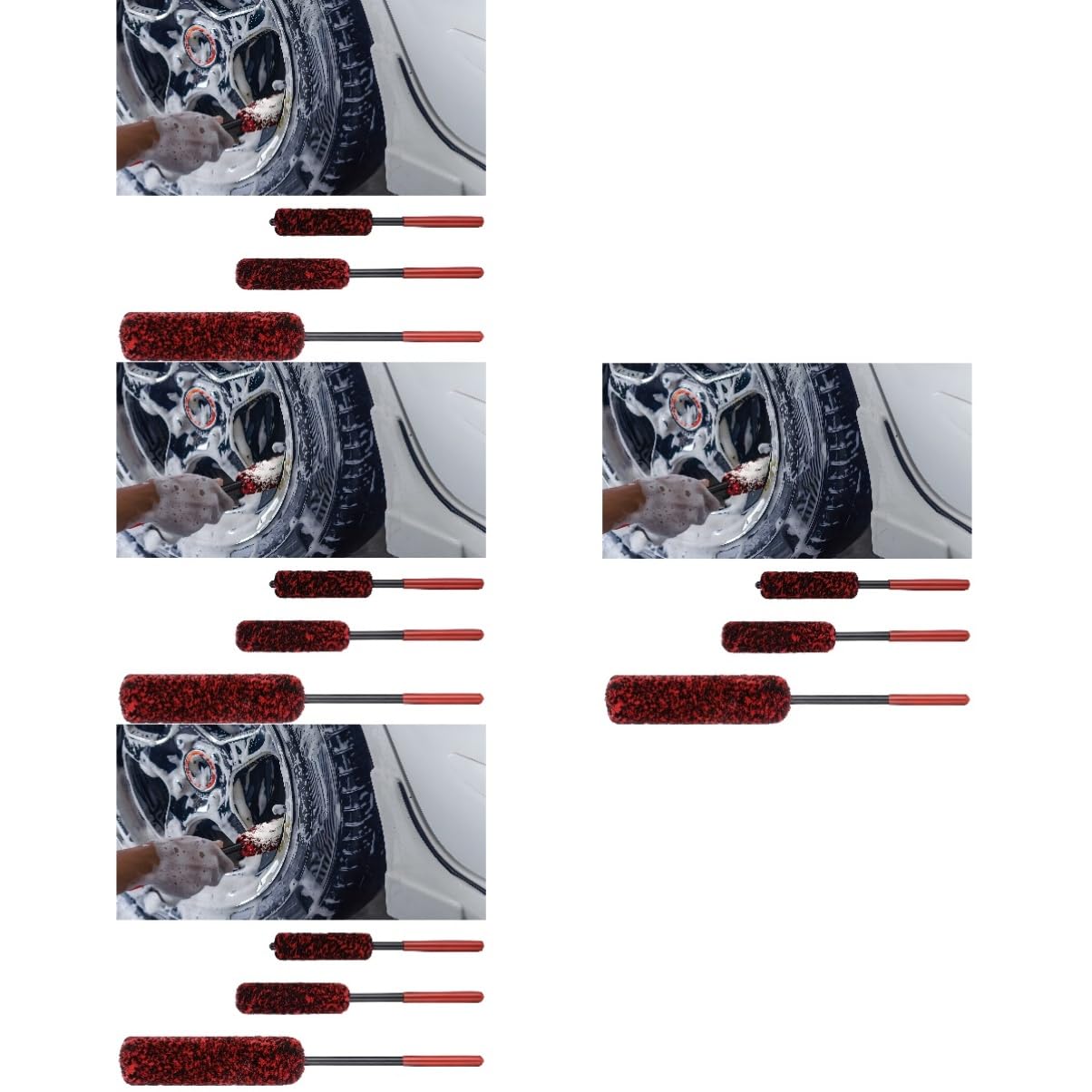 ULTECHNOVO 12 STK Reifenbürste Radreinigungsbürste Radwaschbürste Radnaben-reinigungswerkzeug Reinigungsbürste Für Reifenfelgen Reifenreiniger Felgenbürsten Felgenreinigerbürste Wolle Rot von ULTECHNOVO