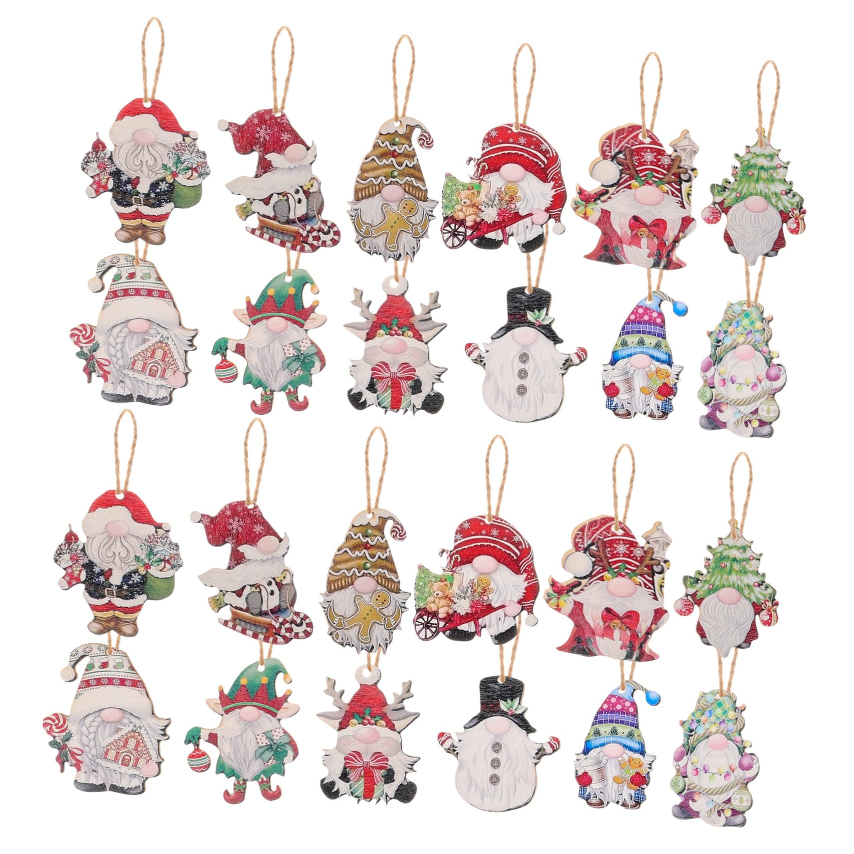 ULTECHNOVO 24st Auto-anhänger-Dekoration Gnomenschmuck Für Den Weihnachtsbaum GNOME Weihnachtsschmuck Weihnachtszwerg-Ornamente Weihnachtsbaum Hängende Verzierung Gnom Weihnachtsschmuck Holz von ULTECHNOVO