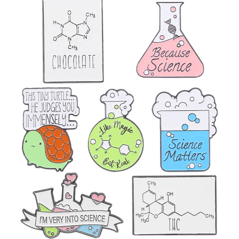 ULTECHNOVO 7st Abzeichen Für Wissenschaftliche Experimente Labor Brosche Rucksäcke Stift Wissenschaft Brosche Lehrer Brosche Süße Anstecknadel Aus Emaille Legierung Revers Fräulein von ULTECHNOVO