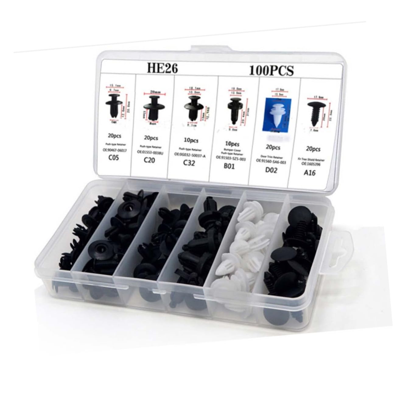 ULTECHNOVO Auto Karosserie Befestigungsclips Universal Push Pins Set Für Türverkleidung Stoßstangen Und Zierleisten Clips 6 Größen Für Einfache Installation Und Reparatur von ULTECHNOVO