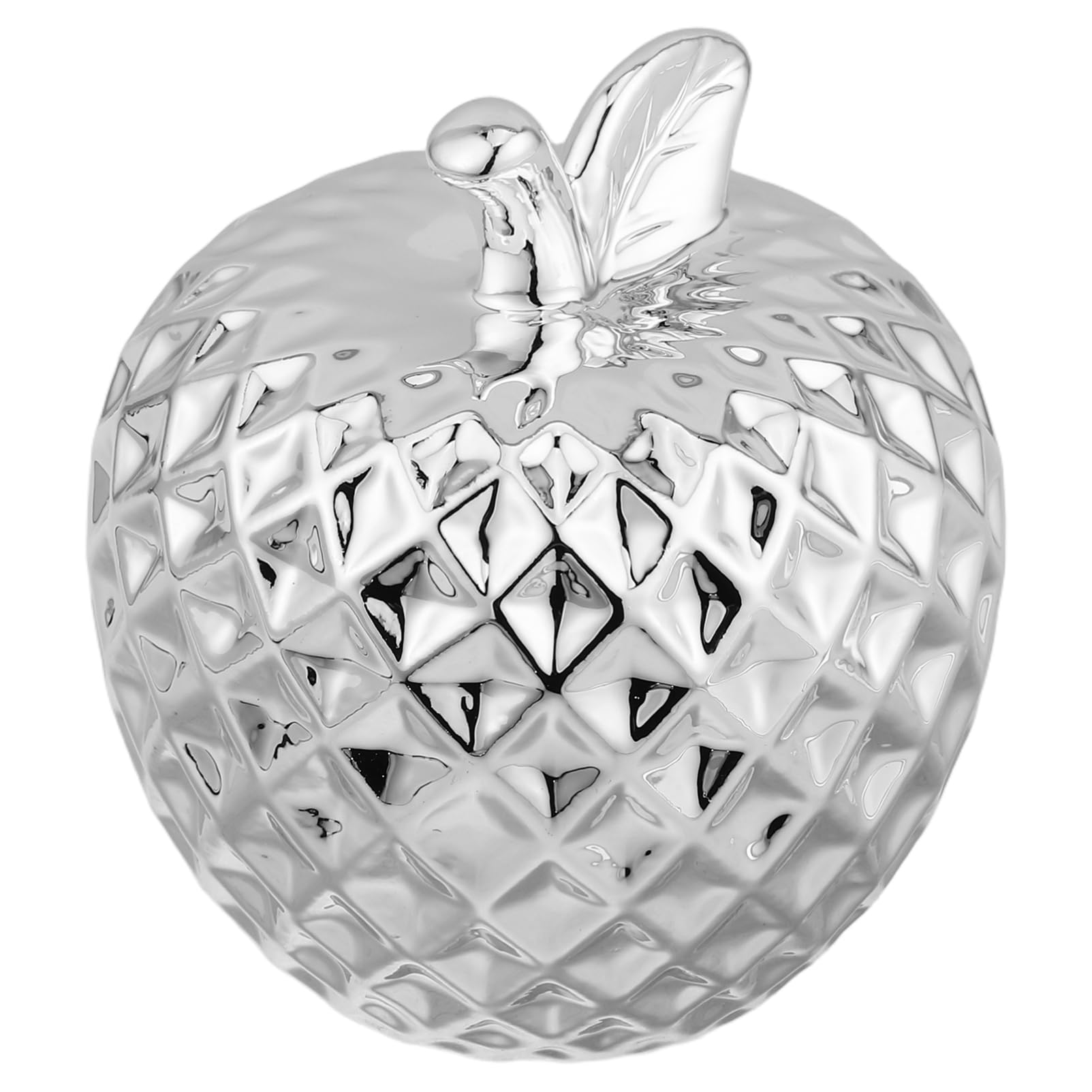 ULTECHNOVO Keramik-Apfel-Ornament Fruchtornament Tisch-Apfel- Zarte Keramikfrucht Partydekoration Simulations-Keramik-Apfel Haushaltskeramikobst Desktop-Ornament Weißes Porzellan Silver von ULTECHNOVO