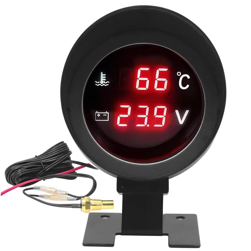 ULTECHNOVO Voltmeter Automatische Temperaturanzeige Wassertemperaturanzeige Temperaturanzeige Kfz Spannungsmesser Spannungstemperaturmesser Temperaturanzeige Für Auto Metall Schwarz von ULTECHNOVO