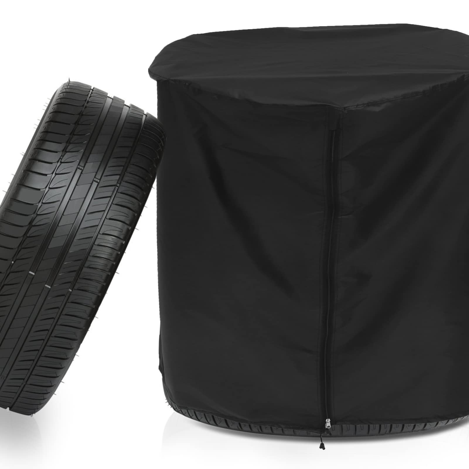 ULTECHNOVO wasserdichte Autoreifenabdeckung Auto-Reserveradabdeckungen Reifenaufbewahrungstasche Autoreifenabdeckungsschutz Oxford-Stoff 73 X 110 cm (Schwarz) von ULTECHNOVO