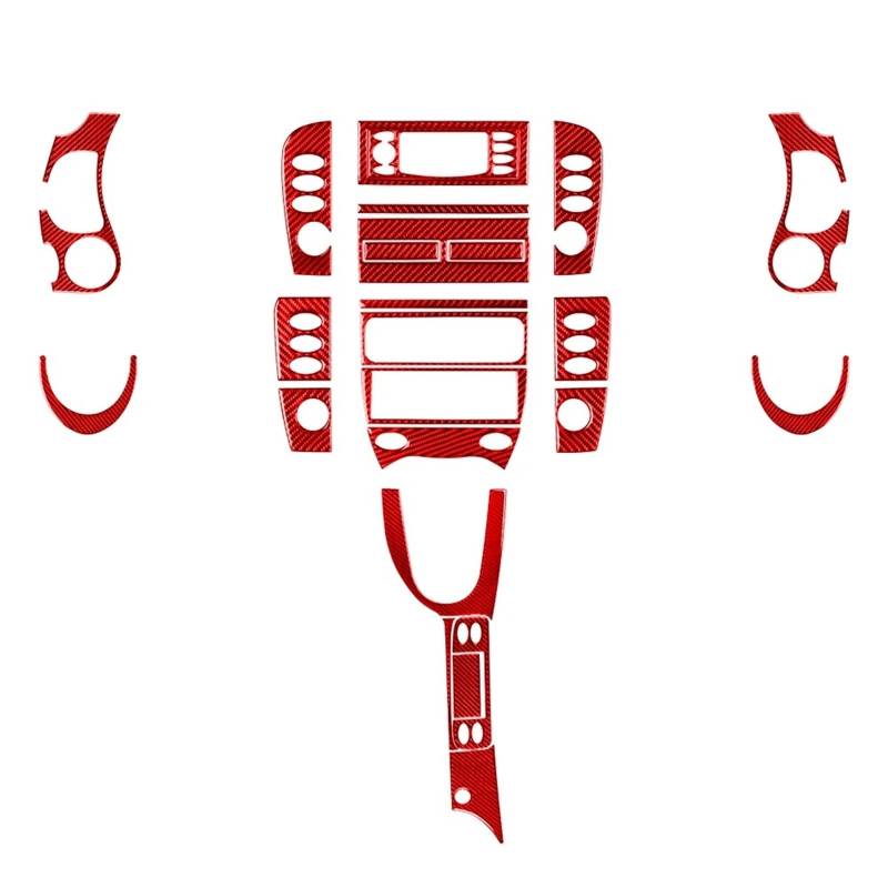 Abdeckung Zentralen Bedienfelds Für Boxter 996 1998-2004 Rotes Carbonfaser-Mittelkonsolen-Schalthebel-Luftauslass-Verkleidungsset Autoinnenausstattung Aufkleber Zentrale Bedienfeld(Red Carbon Set) von UMDJJU