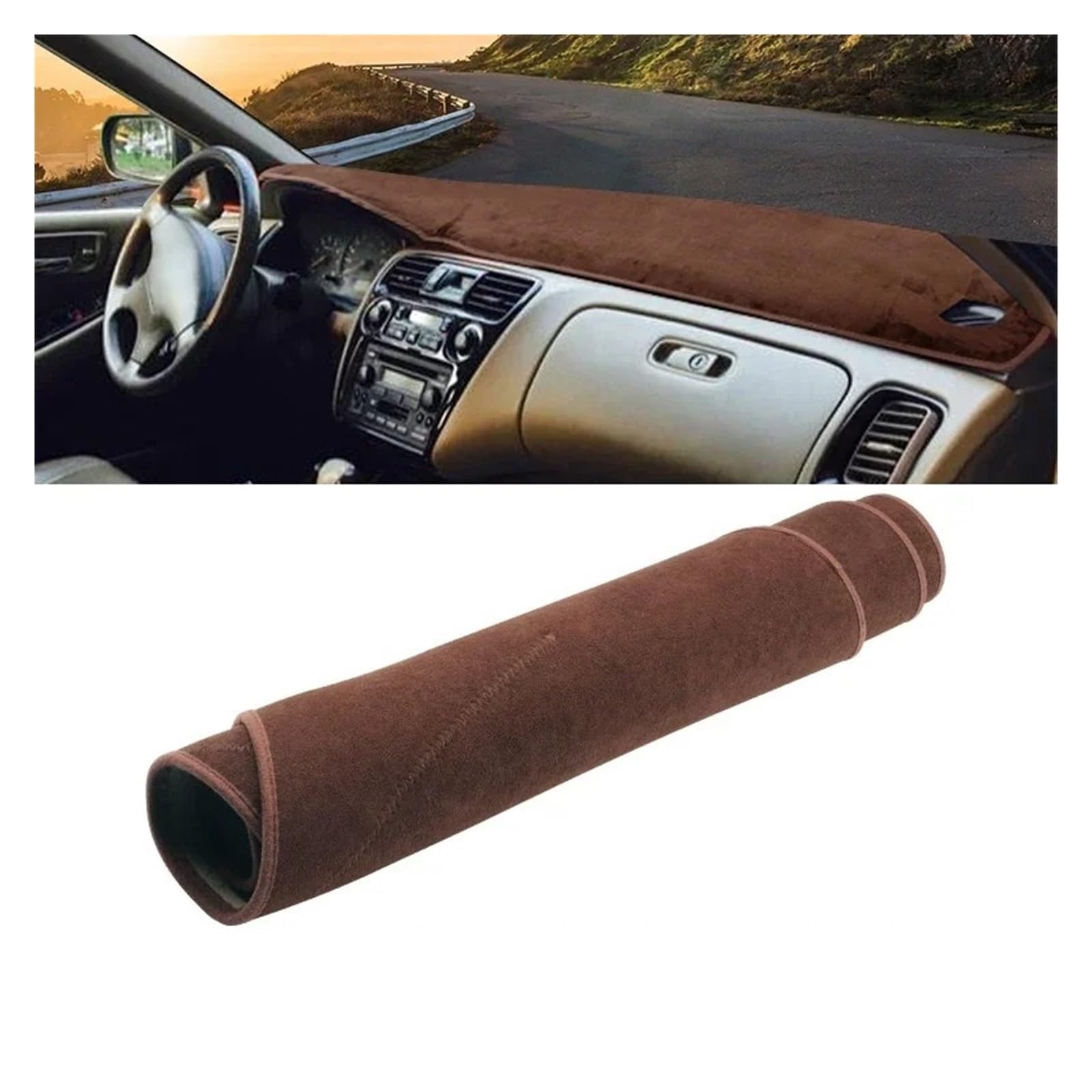 Armaturenbrett-Abdeckungen Für Accord 6th 1997 1998 1999 2000 2001 2002 Auto Dashboard Abdeckung Dash Matte Sonnenschutz Nicht-Slip Pad Innen Zubehör Armaturenbrettbezug(Brown) von UMDJJU