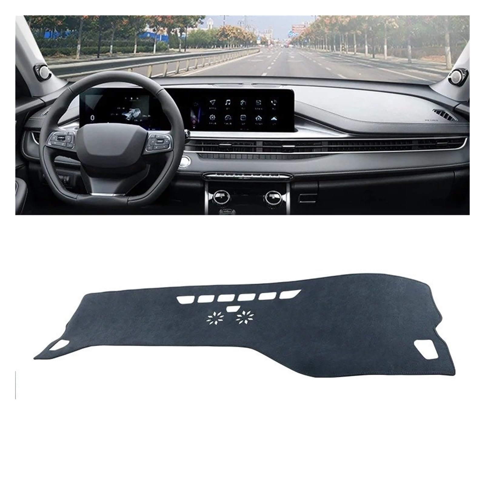 Armaturenbrett-Abdeckungen Für Chery Für Tiggo 8 Pro Max 2021 2022 2023 Für Hybrid Auto Dashboard Abdeckung Vermeiden Licht Pad Sonnenschutz Anti-Uv Teppiche Matte Armaturenbrettbezug(B Black) von UMDJJU